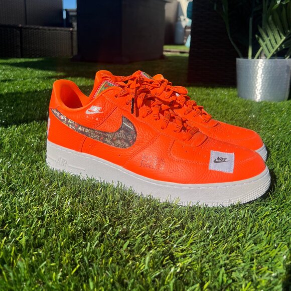 Nike Air Force 1 Low Top Orange Leather "Just Do It" - Picture 2 of 8